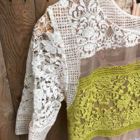 Rebecca Taylor Yellow Lace Patchwork Runway Dress - Picture 10 of 14